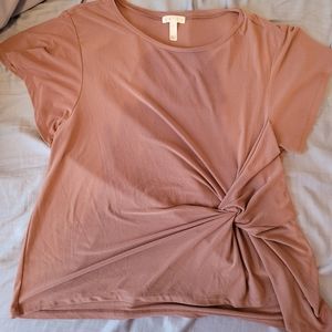 Leith large mauve polyester short sleeve shirt with front knot